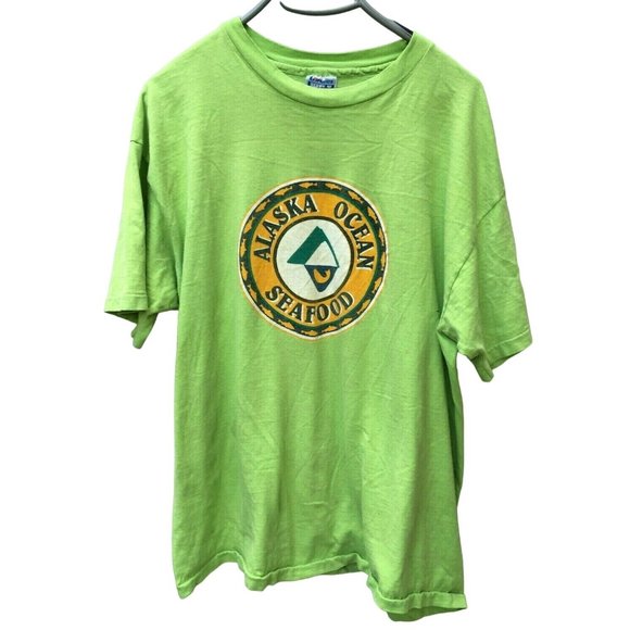 Hanes Other - Vintage Alaska Ocean Seafood Hanes Beefy-T Sz XL T-Shirt Neon Green single stitc